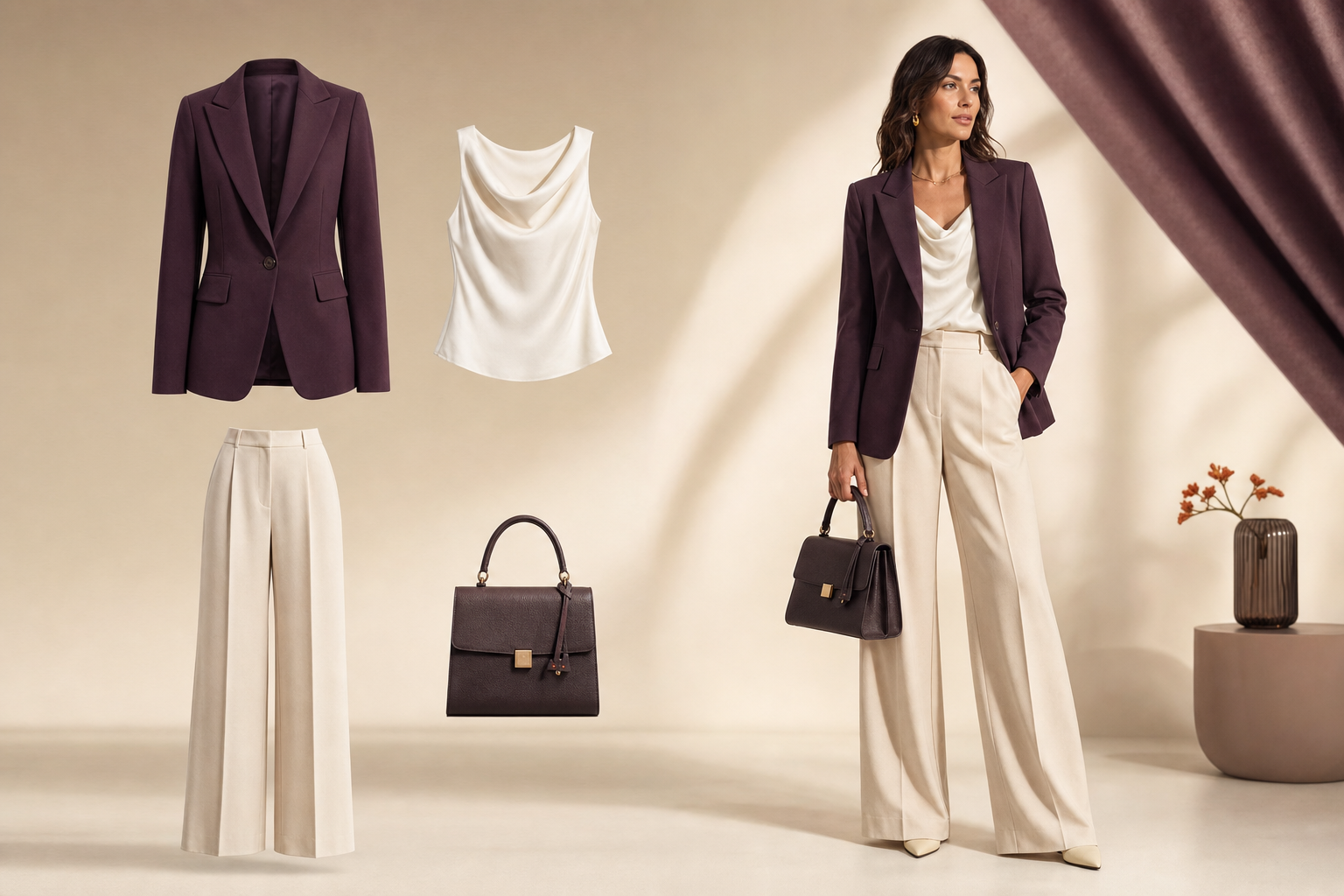 Capi separati trasformati da Build Outfit in un look completo su modella virtuale